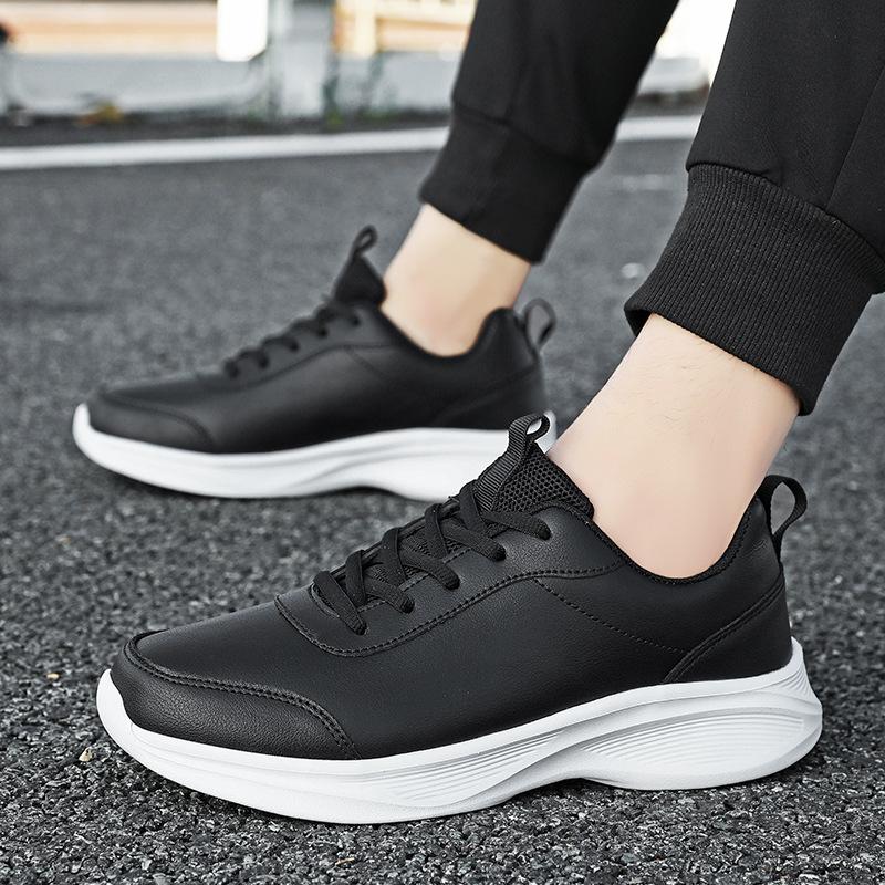 Fashion Autumn Winter Leather Sneakers Black Casual Shoes for Women Sneakers Non-slip Lace-up Waterproof Sports Shoes for Men Shoes