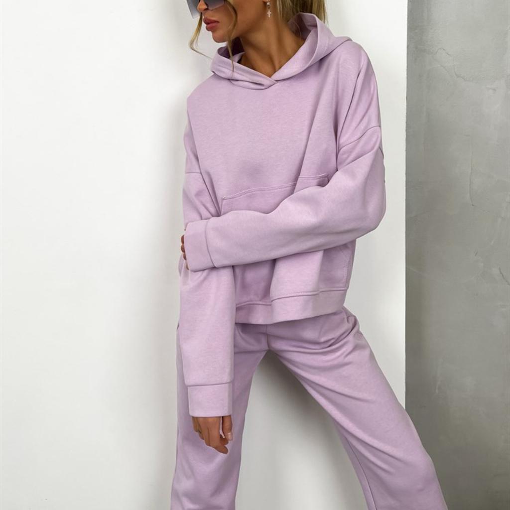 1116 ebay heiß Europäische und amerikanische Damenbekleidung Herbst und Winter neues Kapuzen-Taschen-Pullover-Set zweiteiliges Set