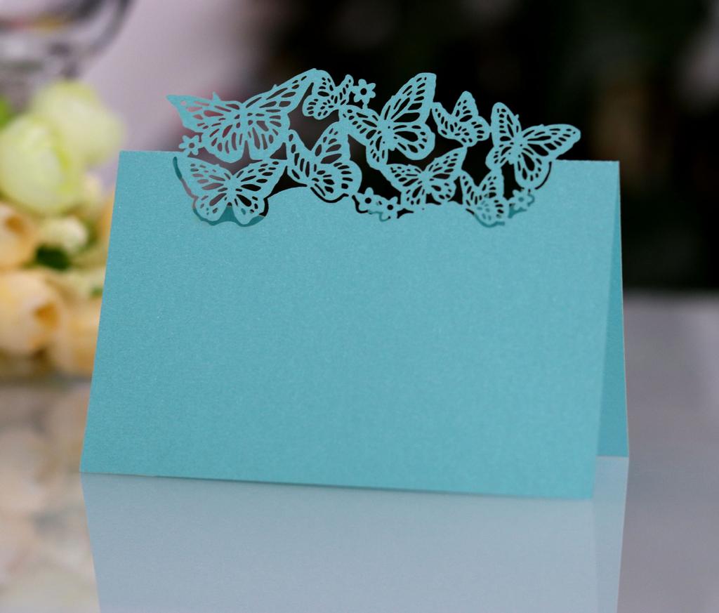 50pcs Seat Card Butterfly Hollow Heart Table Card Wedding Name Sign In Table Wholesale Table Numbers Wedding Thank You Cards