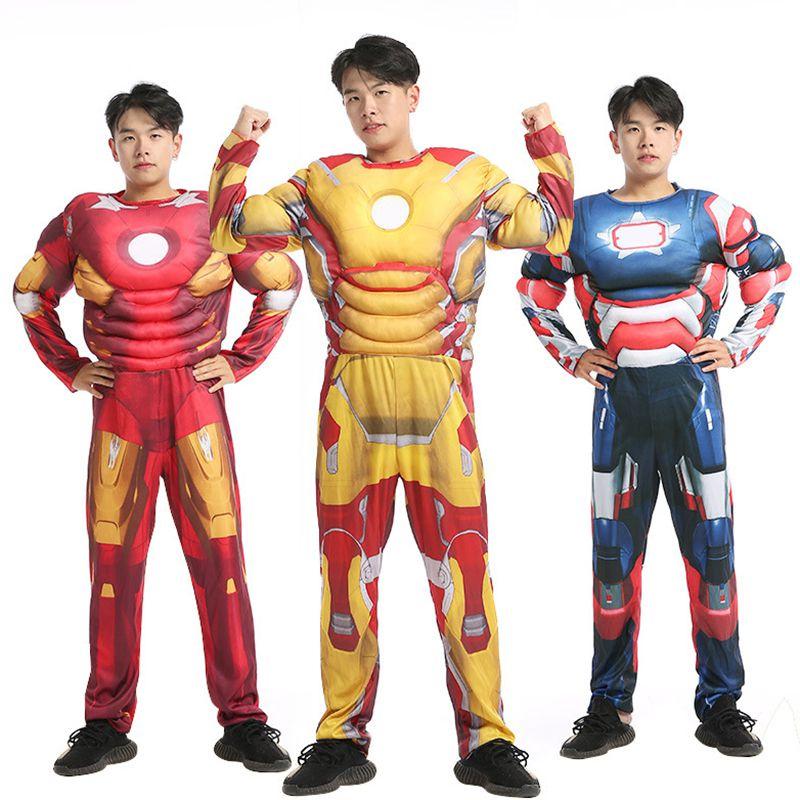 Tony Avengers Stark Adult Boy Superhero Costume Cosplay Outfit Jumpsuit