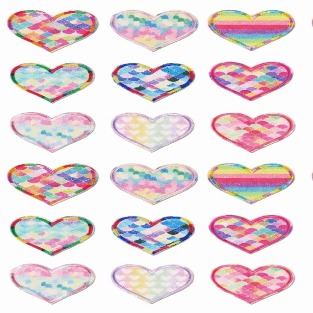 Rainbow Heart Sew On Patches Assorted Colors Heart Shaped Patch DIY Craft