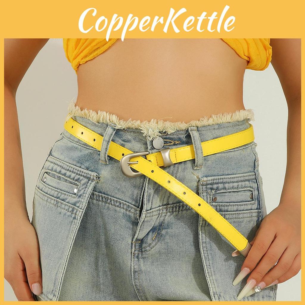 Simple Solid Color Metal Buckle Decoration Women Casual Belt