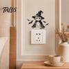 Decorative Wall Stickers for Bedroom Halloween Wizard Cat & Bat Switch Sticker, Self-Adhesive Light Decal, Childlike Holiday Ornaments Removable Decor