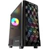 Nfortec - AZIR Boîtier PC Gaming Mid Tower (ATX), 4x 120mm Ventilateurs ARGB Inclus, Grillage Frontal, Côtés En Verre Trempé, Noir