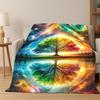 Tree of Life Nordic Mythology Yggdrasil Nature Cartoon Flannel Blanket Soft Throw Blanket for Bedroom Living Room Bed Travel Kid