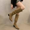 Spring and Autumn French Knight Boots Children's Suede Long Tube 2025 New Height Increase Pile Women's Western Cowboy Boots