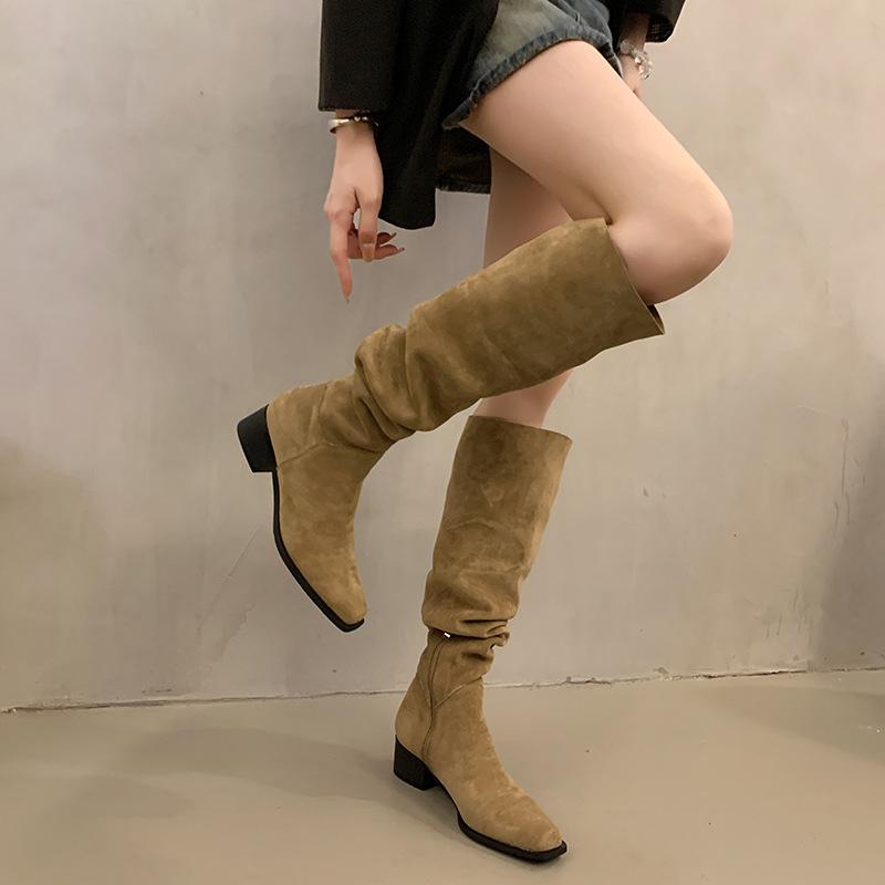 Spring and Autumn French Knight Boots Children's Suede Long Tube 2025 New Height Increase Pile Women's Western Cowboy Boots