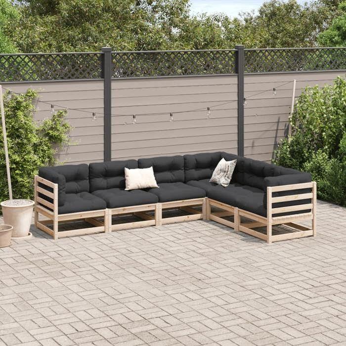 VidaXL Salon de jardin 6 pcs bois de pin massif 3299452