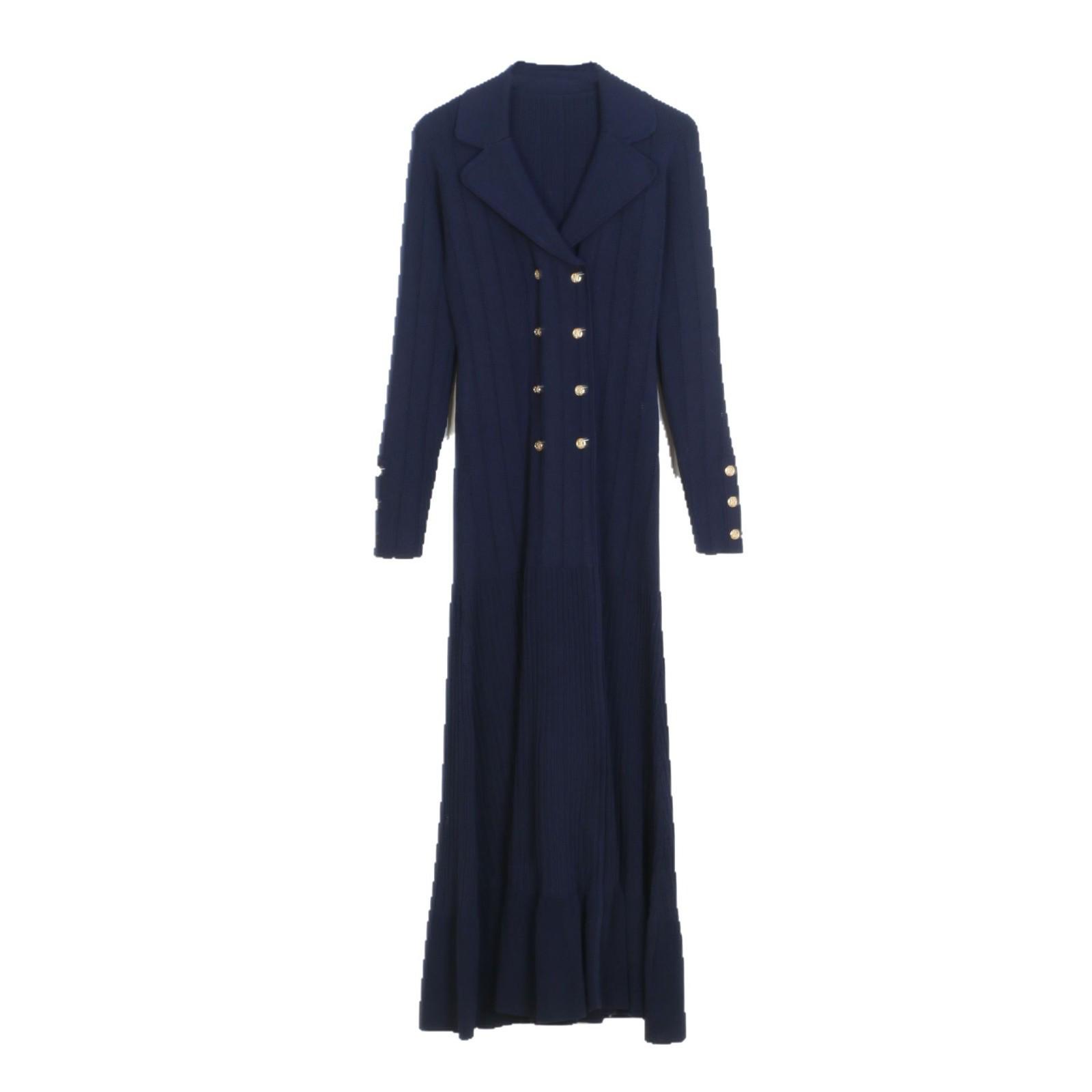 

Элегантное французское платье с V-образным вырезом, лацканами, облегающего кроя, с вязаной юбкой «рыбий хвост» - Коллекция весна/лето Small