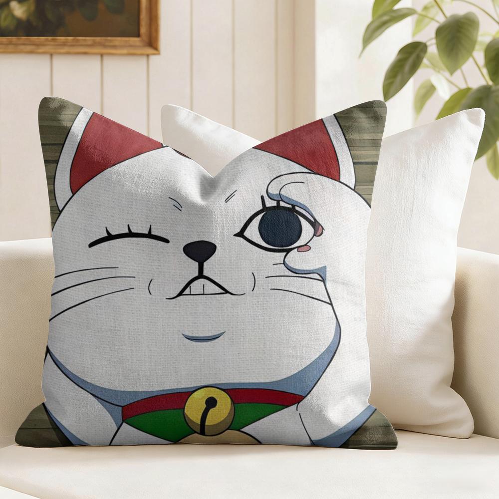 DDan Da DDan Lucky Cat Cushion Cover Eco Linen Pillow Case DoubleSided Print Breathable Durable Zipper Home Decor Gift