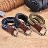 Frauen Männer Doppel Ring Schnalle Leinwand Gürtel Einfache Casual Vielseitig Jugend Fracht Taille Band Outdoor Sport Jeans Zubehör