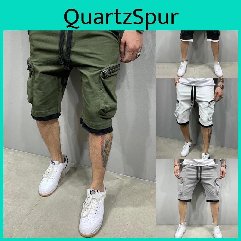 Mens Cotton New Summer Shorts Doublepocket Zippered Cargo Pants Hiphop Style Casual Pants Sports Fitness Five Point Pant
