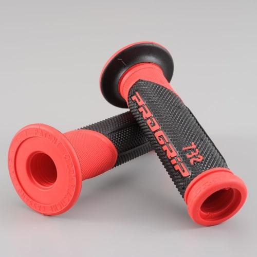 Daytona PROGRIP Motorcycle Grip for Handlebar Diameter 22.2 125mm Anti-vibration Gel End Penetration 732 Type Black/Red 98095
