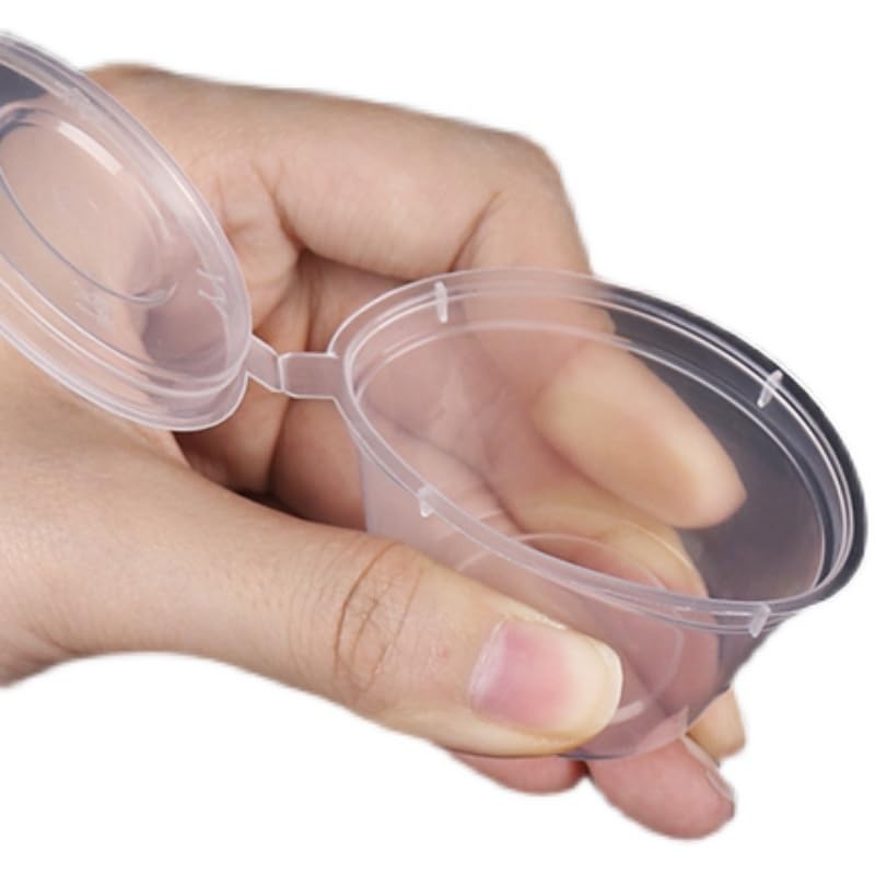 100 Dressing PP-Sauce mit Klappdeckel Sojasauce Mini-Gewürze Take-Away Mini-Einwegbecher mit durchscheinenden Bechern für den gewerblichen Gebrauch, Spritzgegossen