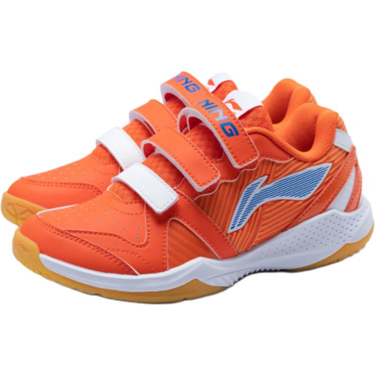 Li Ning Kids Badminton Series Thunder Jr Soft Comfortable Non-Slip Wear-Resistant Low-Top Training Shoes Kids Sneaker Orange White AYTV012-3