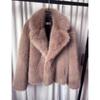 Women Faux Fur Coats Solid Thick Jackets Long Sleeves Notched Collar Covered Buttons Loose Fit Elegant Casual  Autumn Winter