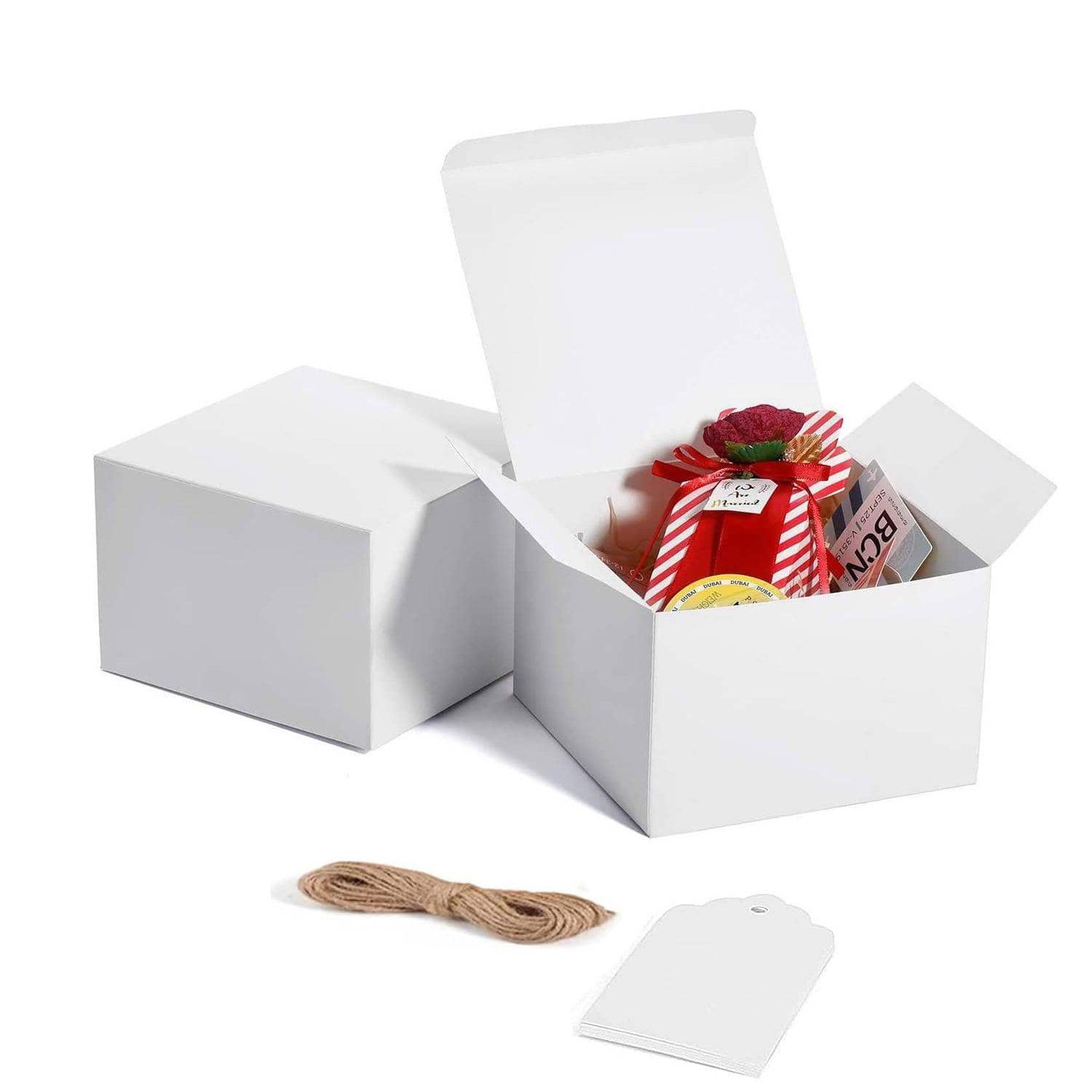 Kraft Paper Gift Box with Hemp Rope Tag and White Card, for Party or Gift Packaging