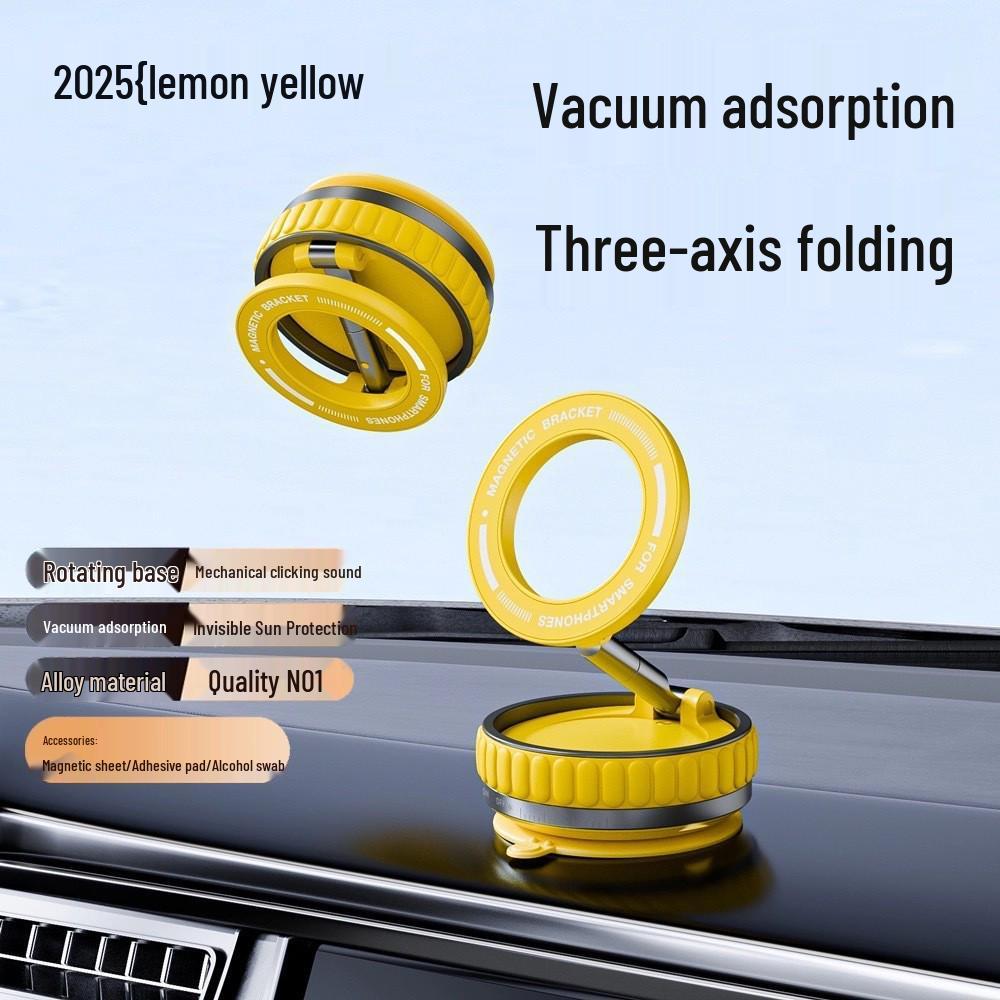 Magnetic Phone Holder & Foldable 360° Ring Stand with Vacuum Suction Cup for Navigation