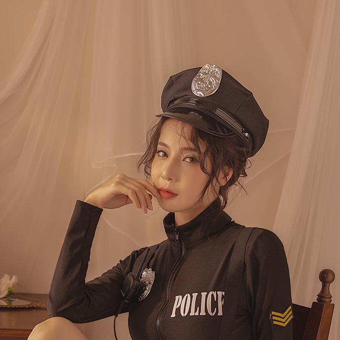 Sexy Spodní prádlo Policejní klobouk Osmihranný Plochý klobouk Cosplay Zábavné rekvizity Americký policejní klobouk Doplňky Ženy
