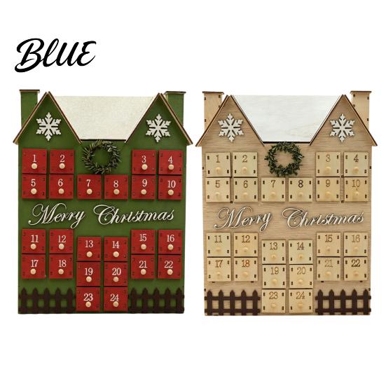 Christmas Decorative Cabin to Kids with 24 Advent Calendar Wooden House Drawers Countdown Adults Calendar
