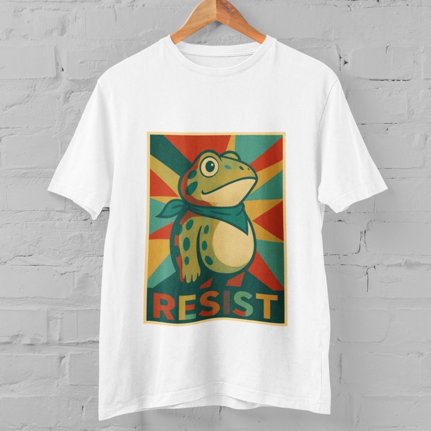 Resist Frog T-Shirt Portland Protest Art Graphic Tee Vintage Poster Style Unisex S