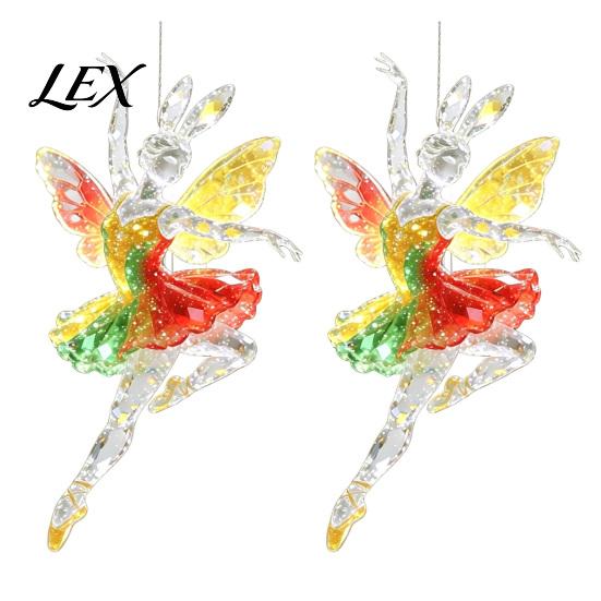 Cute Hanging Accessories 2Pcs Glitter Ballet Girl Keychain, 2D Acrylic Pendant for Bag Backpack, Sparkling Durable Crafts Dancer Car Rearview