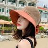 COKK Summer Hats For Women Knitted Breathable Foldable Sun Hat With Bow Sun Protection Sunshade Korean Beach Hat Cap Travel New
