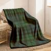 Traditional Green & Blue Plaid Flannel Throw Blanket - Soft Breathable All-Season Multi-Use for Home Office Camping - No Shedding