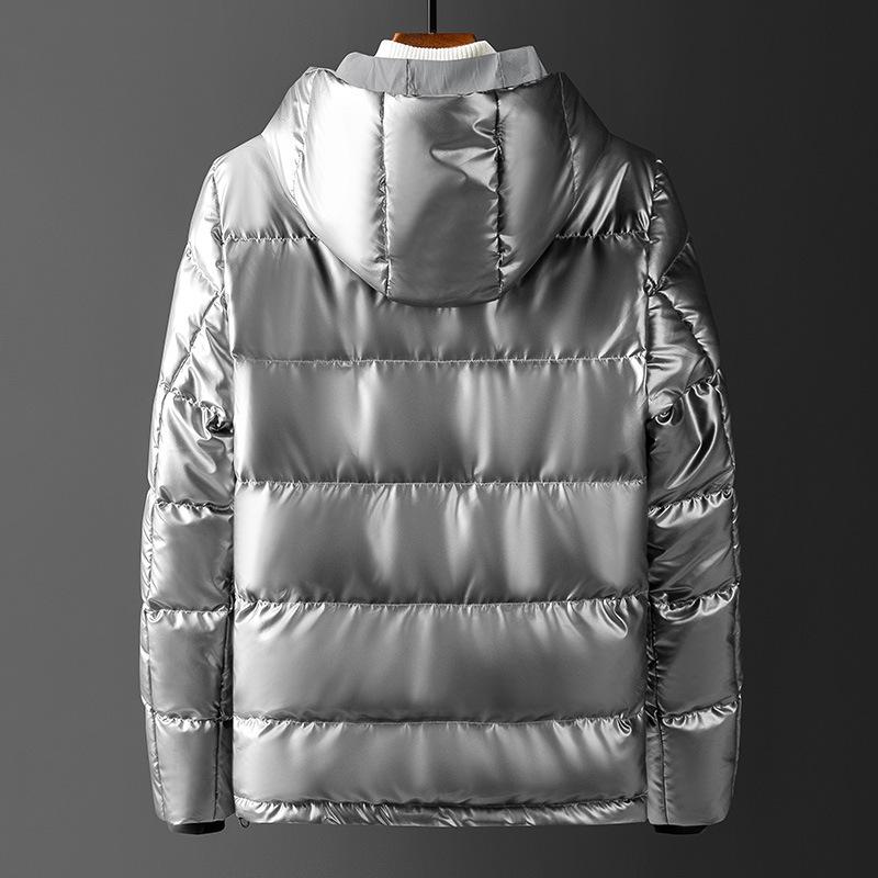Winter Zipper Solid Color Winter Casual Collarless Straight Hem Side Seam Pocket Hooded Blue Youth Cotton Jacket