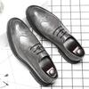 Trendy Shoes Men's Business Dress Casual Leather Shoes Men's Platform Inner Height Increase Brock Carved Pointed Leather Shoes 9701-A