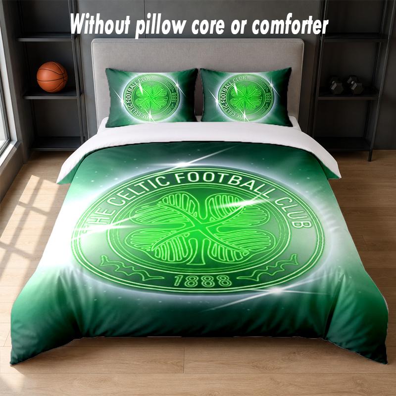 Celtic FC Design Bed Bedding Set 1 Duvet Cover + 2 Pillowcases Soft Breathable Household Bed Linens