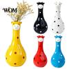 Multifunctional Resin Art Cute Polka Dot Giraffe Vase, Hand-painted Flower Creative Big-mouthed Vivid Texture Animal Figurine Holder for Home