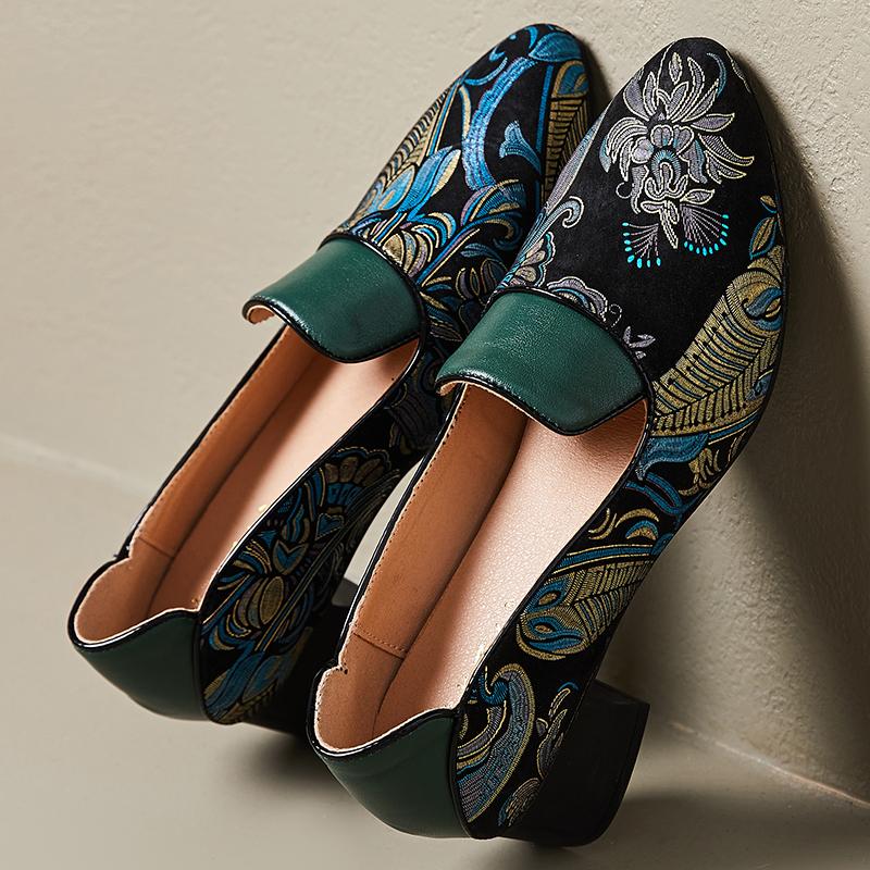 Fashion GKTINOO 2025 Spring New Ethnic Style Pointed toe High Heels Shoes Versatile Retro Genuine Leather Pumps Women's Shoes