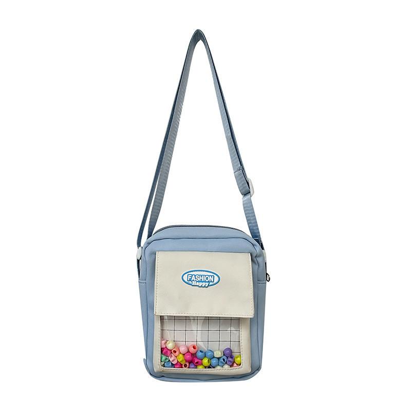 

Stylish And Cute Korean Transparent Canvas Shoulder Bag Soft Comfortable Versatile Crossbody Bag Ideal For Daily Use And Travel синій