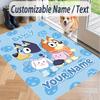 Custom Text Printed Rug Bluey Non Slip Floor Carpet For Home Room Decor