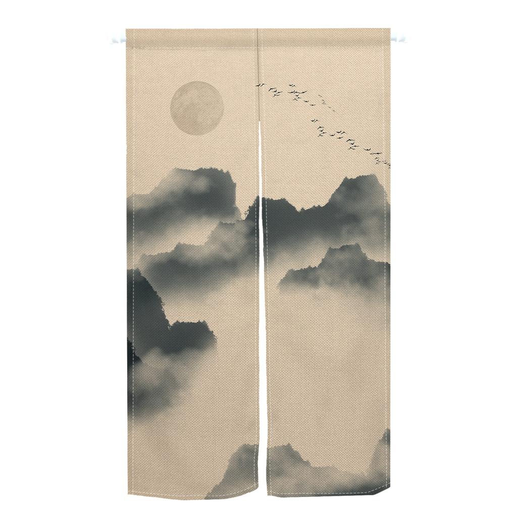 Japanese Style Noren Door Curtains Mountain Izakaya Dining Room Partition Linen Doorway Curtain Kitchen Entrance Half Curtain