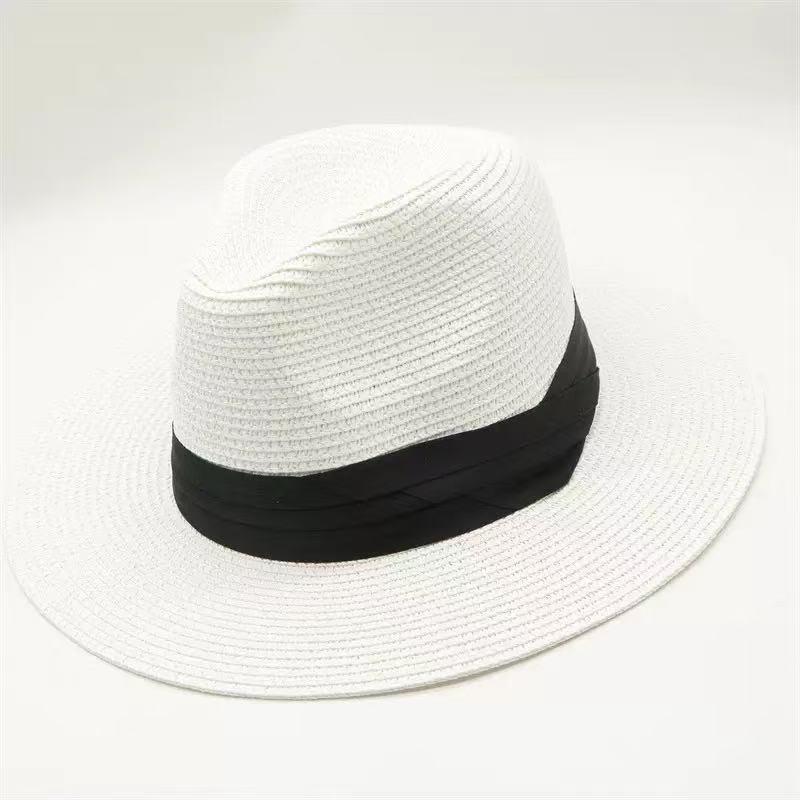 Straw Hat Seaside Hat Strapped Straw Hat Women's Travel Sunscreen Beach Sun Hat Lace Sun Hat