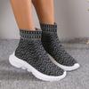 Herbststiefel Damenmode Strickstoff Stiefeletten Slipper Socken Schuhe Lässige Plateauschuhe Dicksohlige Rutschfeste Sneakers