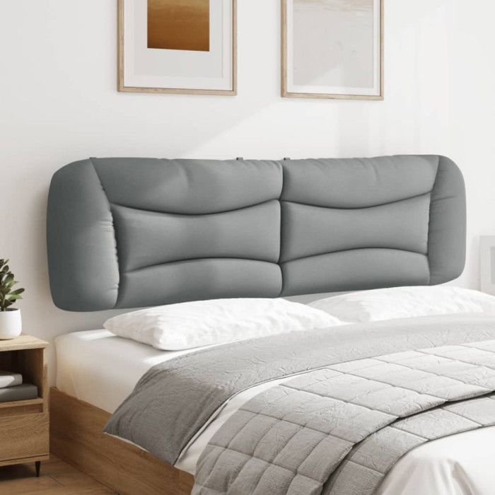 VidaXL Coussin de Tête de Lit, Oreiller de Lecture avec Fermeture à Glissière, Coussin de Lecture pour Lit Chambre, Gris 374600