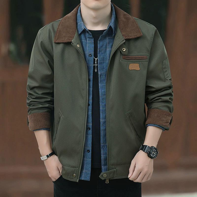 Retro Workwear Jacket for Men, Autumn Long Sleeved Loose Tough Guy Hunting Outfit, Casual Outdoor Shirt for Men