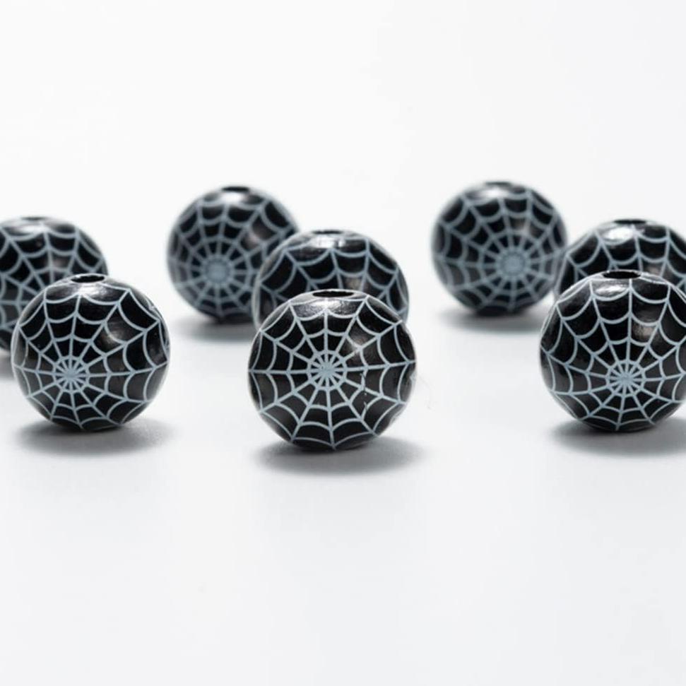 Halloween DIY Printed Wood Beads Multicolor Funny Handmade Wooden Bead Bracelet Hand String Making Accessories Festival Props