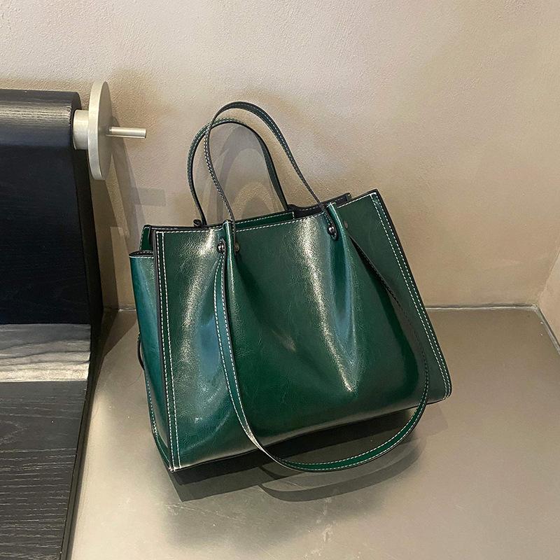 

Сумка-тоут на одно плечо Большой вместимости Высококлассная женская сумка Сумка кроссбоди из натуральной кожи One Size зелёный