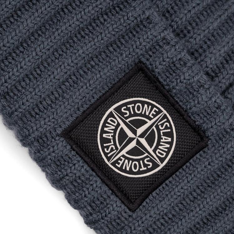 Stone Island Compass Logo Wool Knit Hat Men hats Blue Gray 7915N22C3-V0062