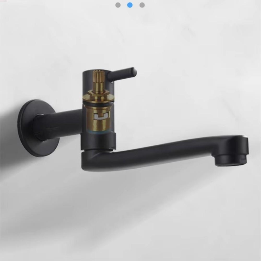 Portable Black Mop Pool Tap Brass Wall Type Bibcock Toilet Taps Hidden Rotating Single Cold Faucet For Balcony Wash-basin