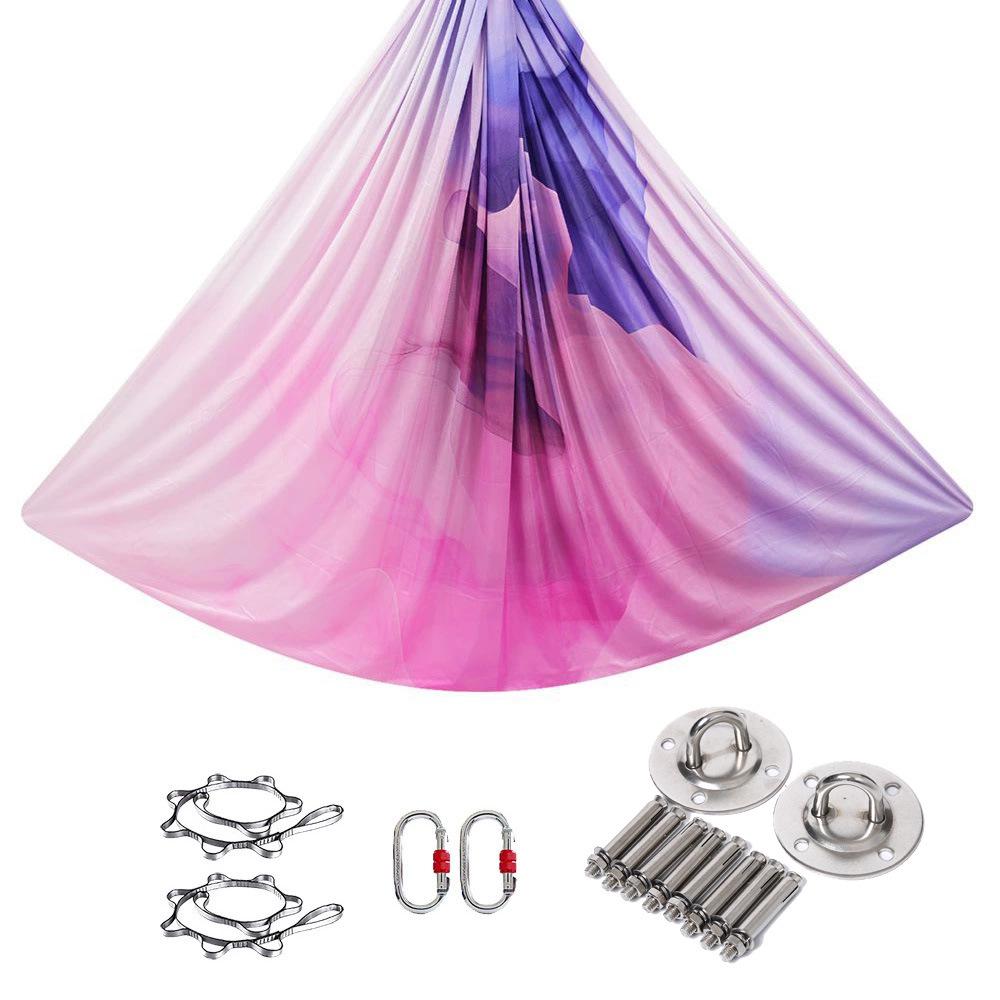 

Гамак для йоги з градієнтним кольором: Еластичний, Розширений, Слінг з повітряного шовку для домашнього та студійного використання