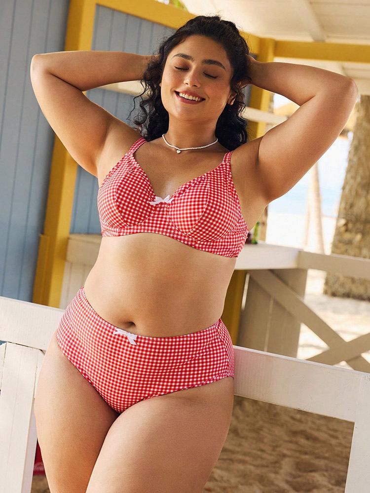 TS JYL-BK253 Print Plus Size Bikini, Curvy Alluring Swimwear For Hot Spring XS