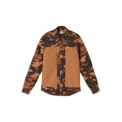 Outdoor Casual Camouflage Pointed Collar Long Sleeve Shirt Men Shirts Yellow-Camouflage A2F37-AN6
