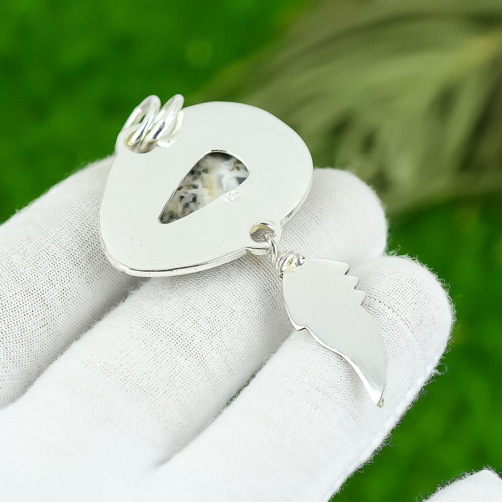 Natural Ocean Jasper Gemstone Pendant 925 Sterling Silver Indian Jewelry