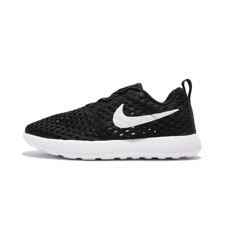 Nike Roshe One Flight Weight Round Toe Lace-Up Low Top Running Shoes Kids Sneakers Black White 819690-008