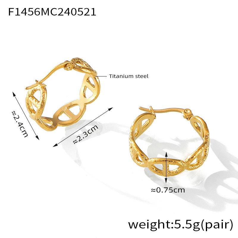 

French Retro Sun-Shaped Geometric Earrings - European & American Design, 18K Gold-Plated Titanium Steel